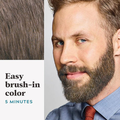 Just For Men Mustache & Beard, Beard Coloring for Gray Hair with Brush, with Keratin Biotin Aloe and Coconut Oil for Healthy Facial Hair - Light-Medium Brown, M-30, Pack of 1 (Packaging May Vary)