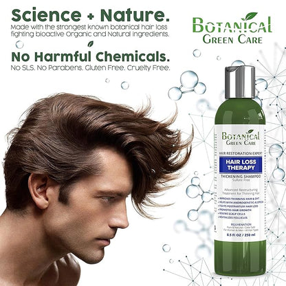 Hair Loss Therapy Strengthening Shampoo for Thinning Hair, Sulfate‑Free, Strengthening & Volumizing, DHT Blocker, Color Safe Made in USA