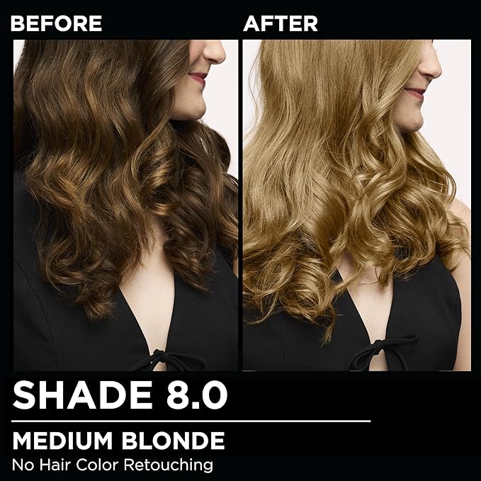 Garnier Hair Color Olia Ammonia-Free Brilliant Color Oil-Rich Permanent Hair Dye, 8.0 Medium Blonde, 2 Count (Packaging May Vary)