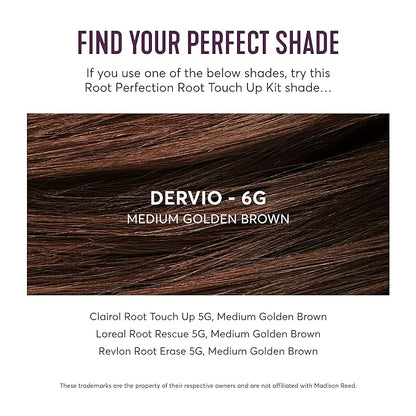 Madison Reed Root Perfection Permanent Root Touch Up, Medium Golden Brown 6G Dervio, 10 Minutes for 100% Gray Root Coverage, Ammonia-Free Hair Dye, Two Applications