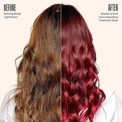 Overtone Color Depositing Semi-Permanent Hair Dye Conditioner - 8 oz For Natural & Color-Treated Hair, Moisturizing Shea Butter & Coconut Oil - Vegan & Cruelty-Free, Pink for Brown is now Raspberry