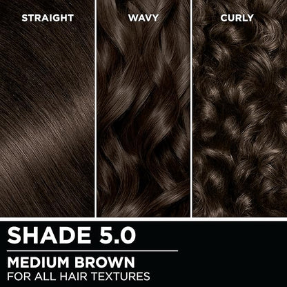 Garnier Hair Color Olia Ammonia-Free Brilliant Color Oil-Rich Permanent Hair Dye, 5.0 Medium Brown, 2 Count (Packaging May Vary)