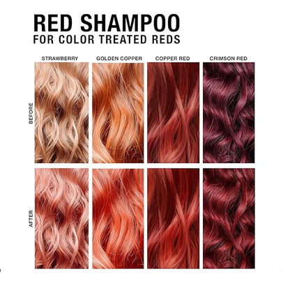 Red Hydrating Color Depositing Shampoo - Brighten & Tone Semi Permanent Hair Dye for Faded Color, Prevents Fade, Extends Color Service on Treated Hair, 8.5 Oz.