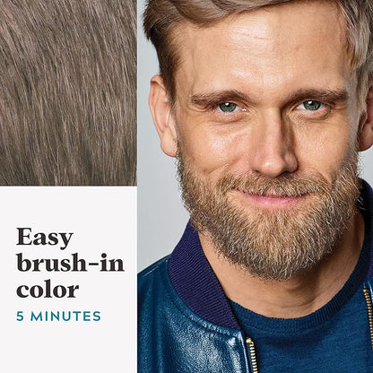 Just For Men Mustache & Beard, Beard Dye for Men with Brush Included, With Keratin Biotin Aloe and Coconut Oil for Healthy Facial Hair - Light Brown, M-25, Pack of 1 (Packaging May Vary)