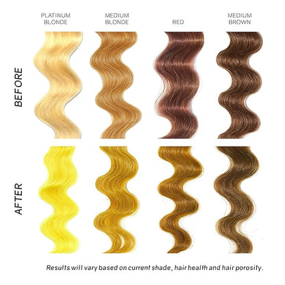 oVertone Color Depositing Semi-Permanent Hair Dye Conditioner - 8 oz For Natural & Color-Treated Hair, Moisturizing Shea Butter & Coconut Oil - Vegan & Cruelty-Free, Extreme Yellow