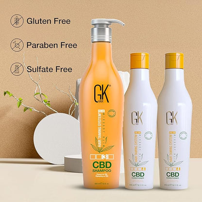 GK HAIR Hemp Shampoo and Conditioner Sets Hydrating Strengthening Color Treated Damaged Repair Provides Nourishing & Shine Natural Organic Vegan Sulfate Paraben Free (Shampoo & Conditioner)