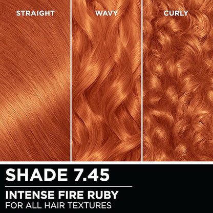 Garnier Hair Color Olia Ammonia-Free Brilliant Color Oil-Rich Permanent Hair Dye, 7.45 Dark Fire Ruby, 2 Count (Packaging May Vary)