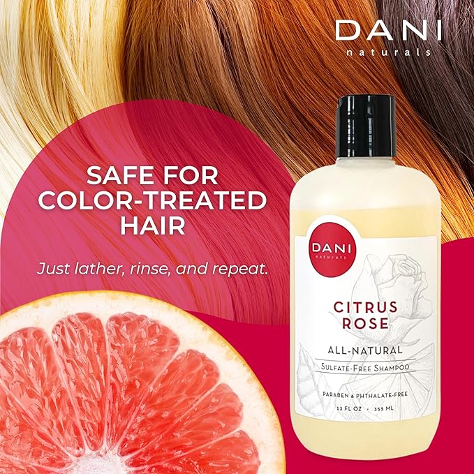 Naturals Shampoo - Citrus Rose Scent is a sulfate-free, vegan, and organic shampoo that deeply moisturizes and nourishes all hair types, including color-treated hair