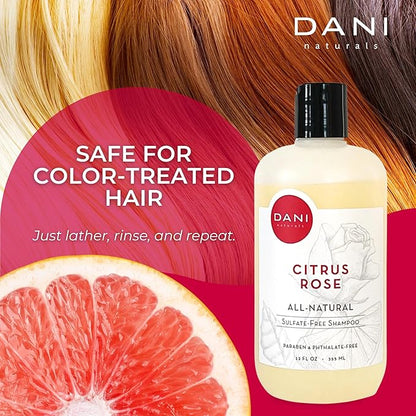 Naturals Shampoo - Citrus Rose Scent is a sulfate-free, vegan, and organic shampoo that deeply moisturizes and nourishes all hair types, including color-treated hair