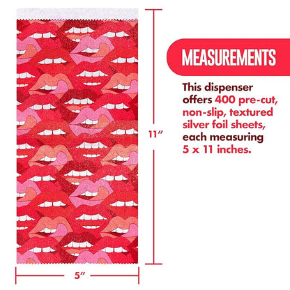 Colortrak Tasty Pop-up Foil W/Dispenser (400 Count), Pre-cut Sheets, Non-Slip Embossed Texture, 5" x 11" Sheets for Hair Foil Coloring and Highlighting Sheet Applications