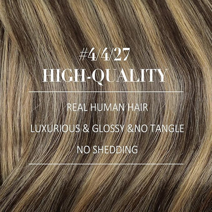 YoungSee Clip in Hair Extensions Real Human Hair Balayage Hair Extensions Clip ins Balayage Chocolate Brown Mix Caramel Blonde Balayage Clip on Hair Extensions Human Hair 120G 18Inch