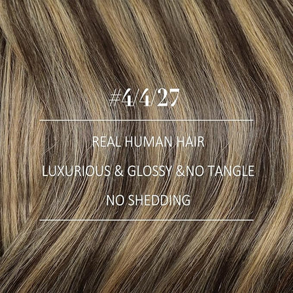 YoungSee Clip in Human Hair Extension Balayage Hair Clip in Extensions Chocolate Brown Balayage Caramel Brown Clip in Hair Extensions Real Human Hair Long for Women 120G 7Pcs 24Inch