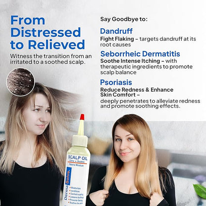 Dermasolve 4 oz Psoriasis, Seborrheic Dermatitis, & Dandruff Scalp Oil - Dermatologist Approved - Flaky Scalp Relief, Clinically Tested, Long-Lasting Itch-Free, High-Performance Formula