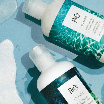 R+Co | Travel Size | Atlantis B5 Shampoo and Conditioner Set for Dry Damaged Hair | Hydrating + Moisturizing + Shine | Vegan + Sulfate-Free | Color Safe | Set of 2