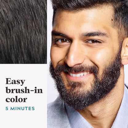 Just For Men Mustache & Beard, Beard Coloring for Gray Hair with Brush Included, With Keratin Biotin Aloe and Coconut Oil for Healthy Facial Hair - Darkest Brown, M-50 (Packaging May Vary)